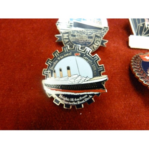 19 - COLLECTION OF 14 TITANIC RELATED ENAMEL LAPEL PIN BADGES INCLUDING WHITE STAR LINE, LORD PIRRIE, JOS... 