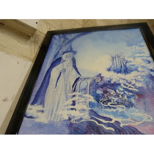 66A - FRAMED ACRYLIC PAINTING OF WIZARD SIGNED TEISHA