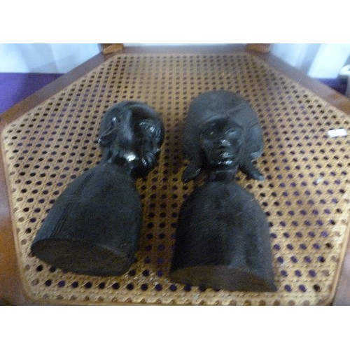 126A - 2 WOODEN AFRICAN HEAD FIGURES