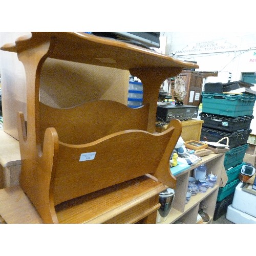 144 - TEAK MAGAZINE RACK/SIDE TABLE.