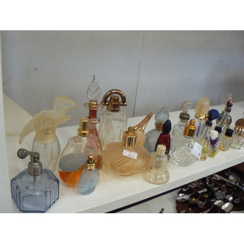 84 - PERFUME BOTTLES. COLLECTION OF 25. INC L'AIR DU TEMP. GIVENCHY. SOME WITH ATOMISERS.