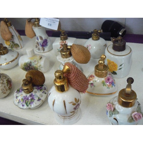 88 - VINTAGE CERAMIC PERFUME BOTTLES WITH ATOMISERS. X 18