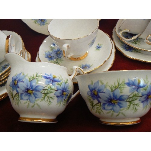 91 - COLCLOUGH BONE CHINA TEASET BLUE FLOWER DESIGN - 19 PIECES AND A ROYAL GRAFTON INDIAN TREE PART TEA ... 