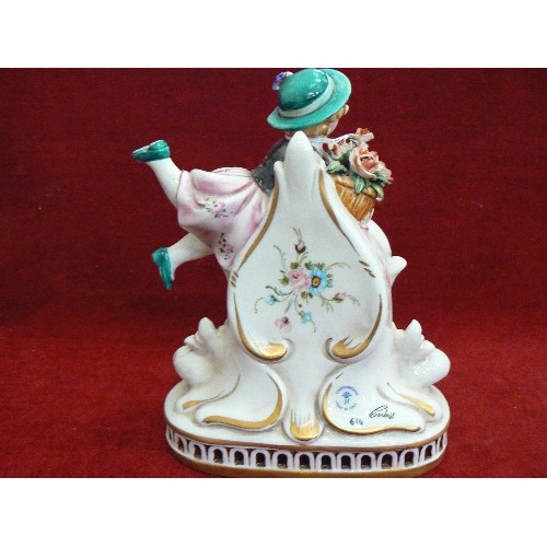 103 - ITALIAN CAPODIMONTE WITH TINY QUARTZ CLOCK INSERT.