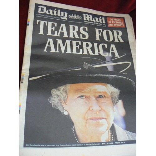 119 - 5 X SPECIAL EDITION DAILY MAIL NEWSPAPERS FROM 2001. NEW YORK 9-11, AMERICA AT WAR.