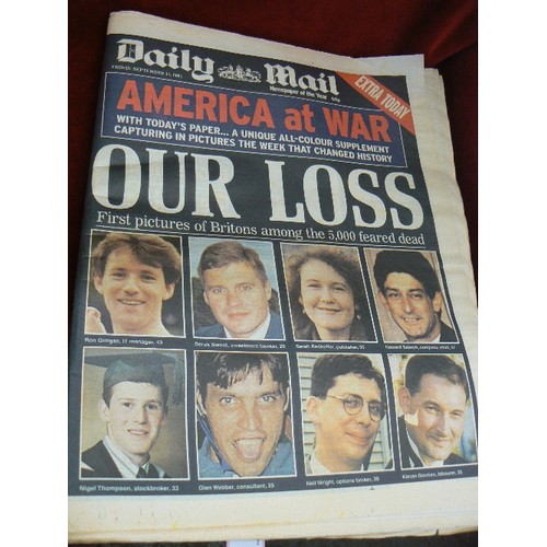 119 - 5 X SPECIAL EDITION DAILY MAIL NEWSPAPERS FROM 2001. NEW YORK 9-11, AMERICA AT WAR.