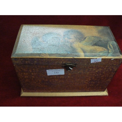 122 - CHERUB BOX WITH HINGED LID.