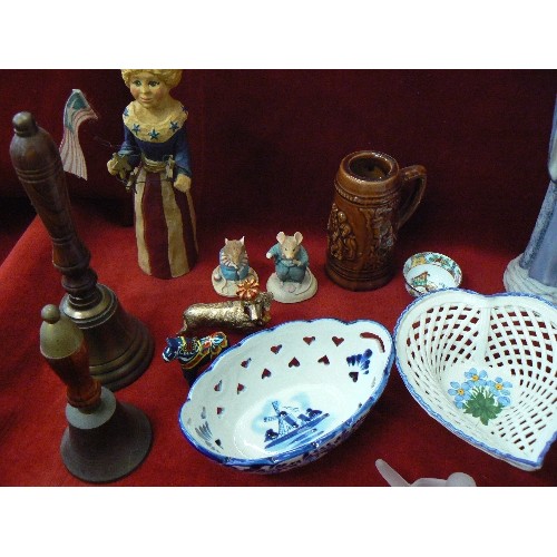 131 - CERAMIC COLLECTION. INC AYNSLEY COTTAGE GARDEN, DELFT-BLUE, MINIATURE TOBY JUG AND BEER STEIN, CRINO... 