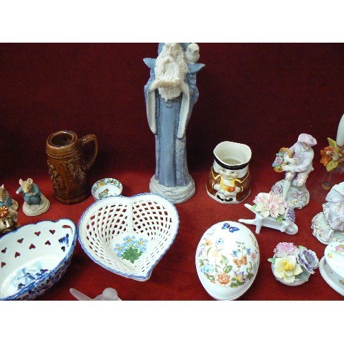 131 - CERAMIC COLLECTION. INC AYNSLEY COTTAGE GARDEN, DELFT-BLUE, MINIATURE TOBY JUG AND BEER STEIN, CRINO... 