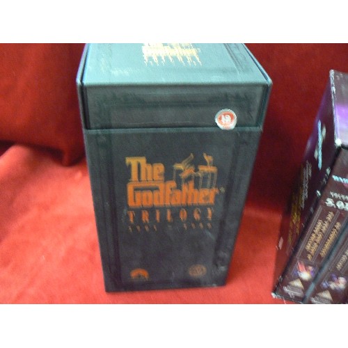 132 - 2 X VIDEO BOX SETS. GODFATHER TRILOGY 1901-1980. ALSO BABYLON 5.01 THROUGH TO 5.11