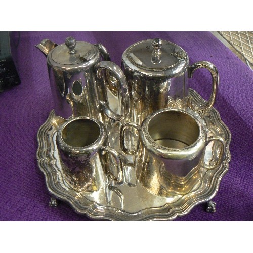 142 - GOOD QUALITY MIXED VINTAGE SILVER-PLATE ITEMS. TRAYS, PLATTERS, TEAPOTS ETC ETC.