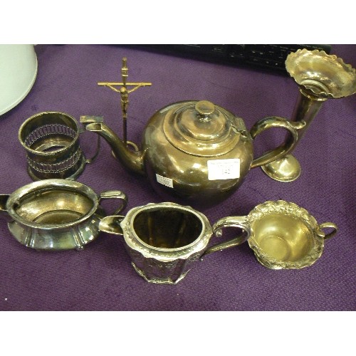 142 - GOOD QUALITY MIXED VINTAGE SILVER-PLATE ITEMS. TRAYS, PLATTERS, TEAPOTS ETC ETC.