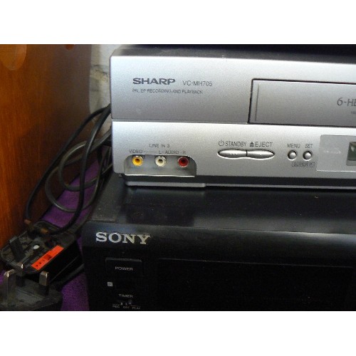 143 - SONY MINI-DISC DECK MDS-JE510. SHARP VC-MH705. 2 X SKY HD.