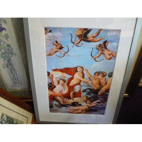 146 - 16 X FRAMED/GLAZED PICTURES. INC CHERUBS, FLOWERS AND RIVER SCENES.