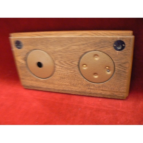 180 - DUO BAROMETER ON OAK WALL MOUNT.