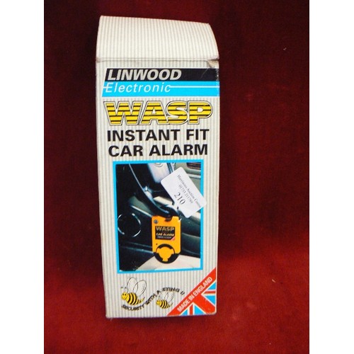 210 - WASP INSTANT FIT CAR ALARM. LINWOOD ELECTRONIC. WITH BOX.