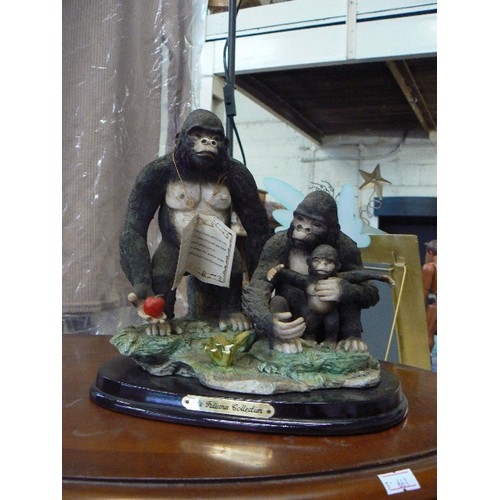 218 - HAND MADE 'JULIANA COLLECTION' GORILLA FAMILY, RESIN SCULPTURE.