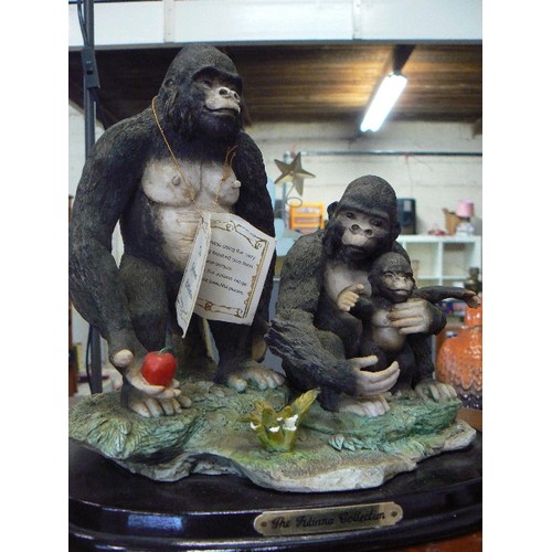 218 - HAND MADE 'JULIANA COLLECTION' GORILLA FAMILY, RESIN SCULPTURE.