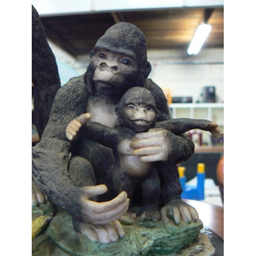 218 - HAND MADE 'JULIANA COLLECTION' GORILLA FAMILY, RESIN SCULPTURE.