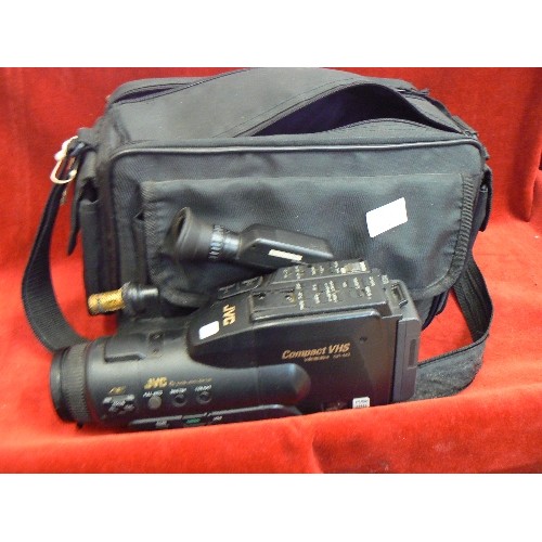 228 - JVC COMPACT VHS VIDEO-MOVIE CAMERA GR-M3. WITH BAG, CHARGER ETC