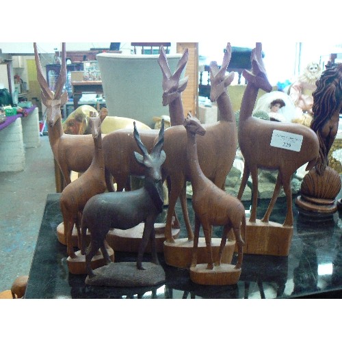 229 - COLLECTION OF 7 WOODEN ANTELOPE