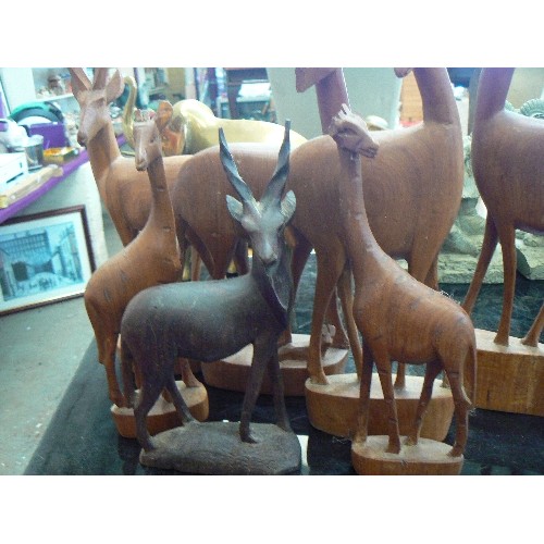 229 - COLLECTION OF 7 WOODEN ANTELOPE