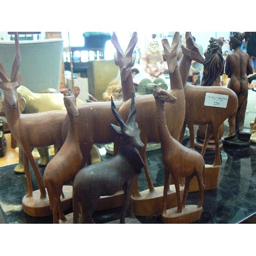 229 - COLLECTION OF 7 WOODEN ANTELOPE