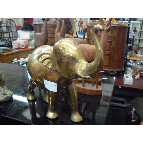 231 - LARGE BRASS ELEPHANT.