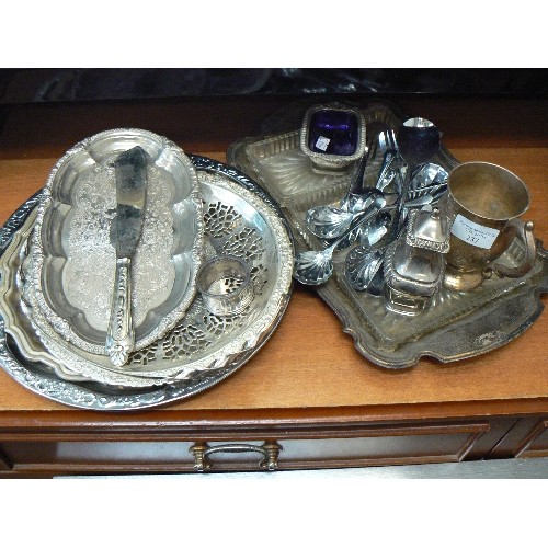 237 - SILVER-PLATE PLATTERS, SERVING DISHES, CUTLERY ETC.