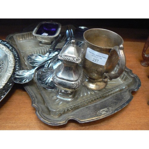 237 - SILVER-PLATE PLATTERS, SERVING DISHES, CUTLERY ETC.