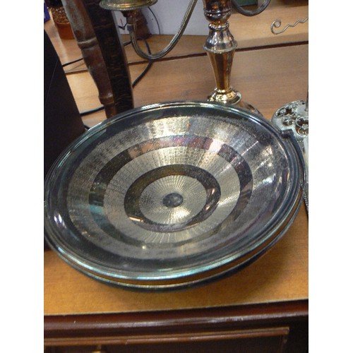 269 - SILVER-PLATE AND ALSO STAINLESS STEEL ITEMS. INC  COOPER BROTHERS CANDELABRAS. SERVING DISHES, PLATT... 