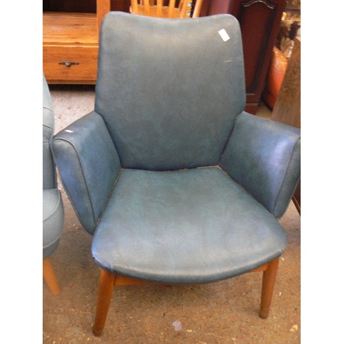 279 - TEAL FAUX LEATHER ARMCHAIR.