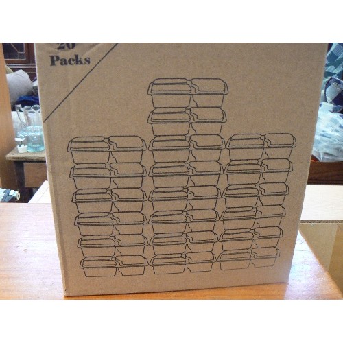 297 - NEW MEAL PREP CONTAINERS WITH LIDS BY U-MISS. MAYBE LESS THAN 20 AS BOX OPENED?.