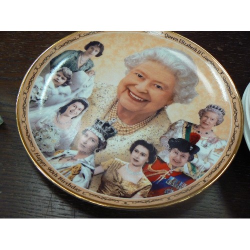 306 - SET OF 4 X 'HERBS BY ROYAL WORCESTER' LIMITED EDITION PLATES. ALSO 3 X DANBURY MINT QUEEN ELIZABETH ... 