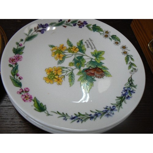 306 - SET OF 4 X 'HERBS BY ROYAL WORCESTER' LIMITED EDITION PLATES. ALSO 3 X DANBURY MINT QUEEN ELIZABETH ... 