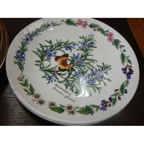 306 - SET OF 4 X 'HERBS BY ROYAL WORCESTER' LIMITED EDITION PLATES. ALSO 3 X DANBURY MINT QUEEN ELIZABETH ... 