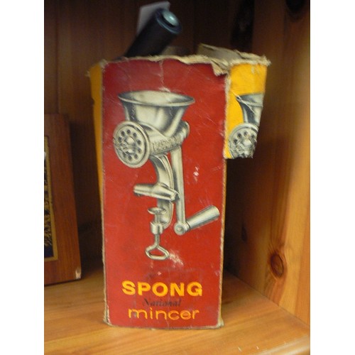 309 - VINTAGE SPONG MINCER WITH ORIGINAL BOX.