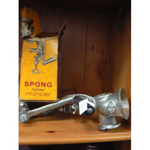 309 - VINTAGE SPONG MINCER WITH ORIGINAL BOX.