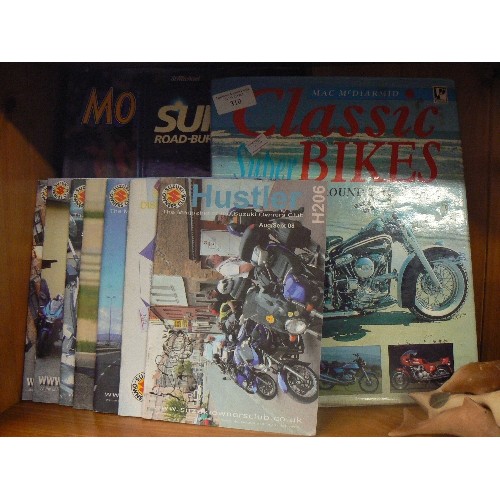 310 - SUPERBIKES/MOTORCYCLES. 3 X HARDBACKS, AND SUZUKI OWNERS CLUB MAGAZINES.