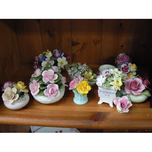 311 - FINE BONE CHINA POSIES. VINTAGE COLLECTION OF 11. AYNSLEY, ROYAL DOULTON ETC.