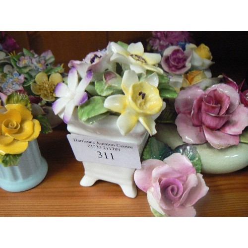 311 - FINE BONE CHINA POSIES. VINTAGE COLLECTION OF 11. AYNSLEY, ROYAL DOULTON ETC.