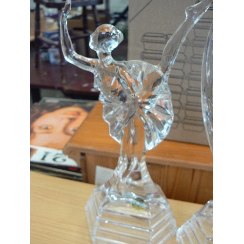 336 - 2 X CRYSTAL DANCERS/BALLET. BY ROYAL CRYSTAL ROCK 'CRISTALLO AL PIOMBO ITALIA 24%'... 28CM H.