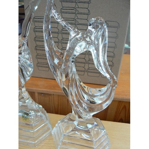 336 - 2 X CRYSTAL DANCERS/BALLET. BY ROYAL CRYSTAL ROCK 'CRISTALLO AL PIOMBO ITALIA 24%'... 28CM H.