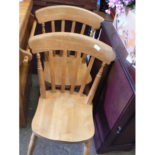 344 - PAIR OF TRADITIONAL WOODEN KITCHEN CHAIRS.