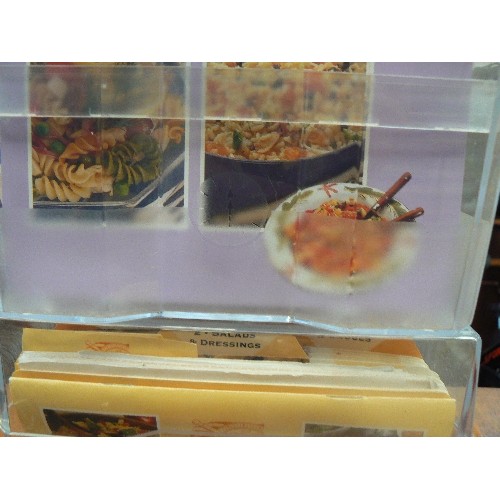 289 - 'DELICIOUS MEALS MADE EASY' 2 X PERSPEX CASES FULL OF RECIPE INDEX CARDS.