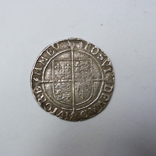 17 - ELIZABETH I 1582 - 1600 SILVER HAMMERED SHILLING - mm ESCALOP, 5.8 GRAMS