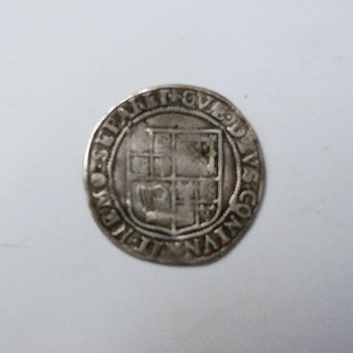 19 - JAMES I SHILLING MM LIS 1604/05 (F) TOWER OF LONDON, 5.7 GRAMS