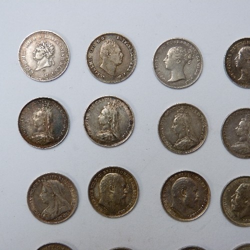 24 - 23 SILVER THREEPENCE COINS 
1822 GEORGE IIII VERY FINE 
1836 WILLIAM IV VERY FINE
1838 VICTORIA VERY... 