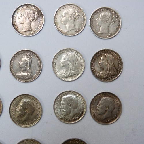 24 - 23 SILVER THREEPENCE COINS 
1822 GEORGE IIII VERY FINE 
1836 WILLIAM IV VERY FINE
1838 VICTORIA VERY... 