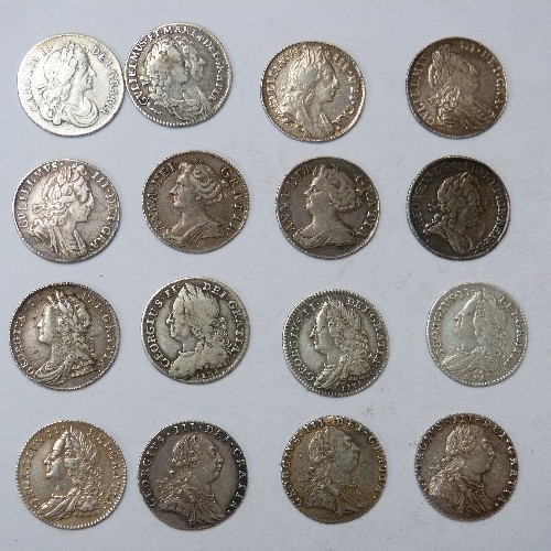 26 - COLLECTION OF 16 EARLY SIXPENCE SILVER COINS
1684 CHARLES II (F)
1694 